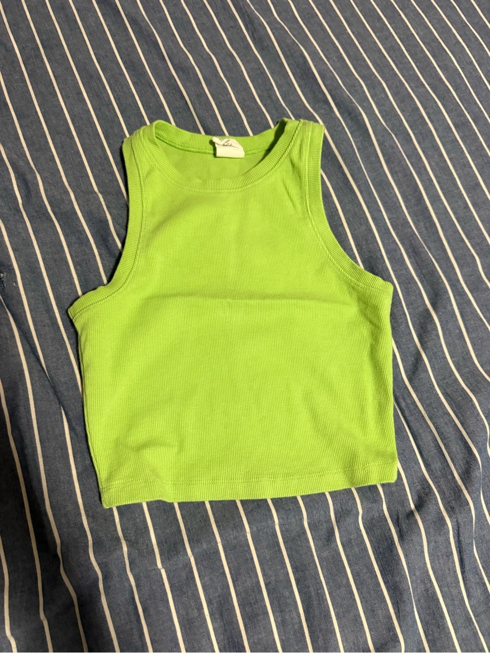 Lime Green Ribbed Crop Tank Top